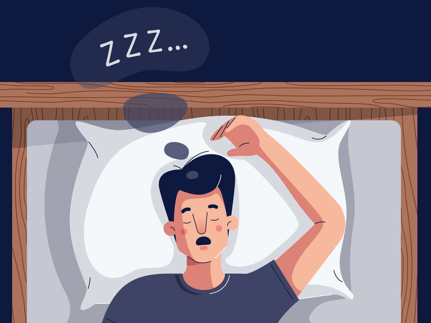 Illustration eines schnarchenden Mannes