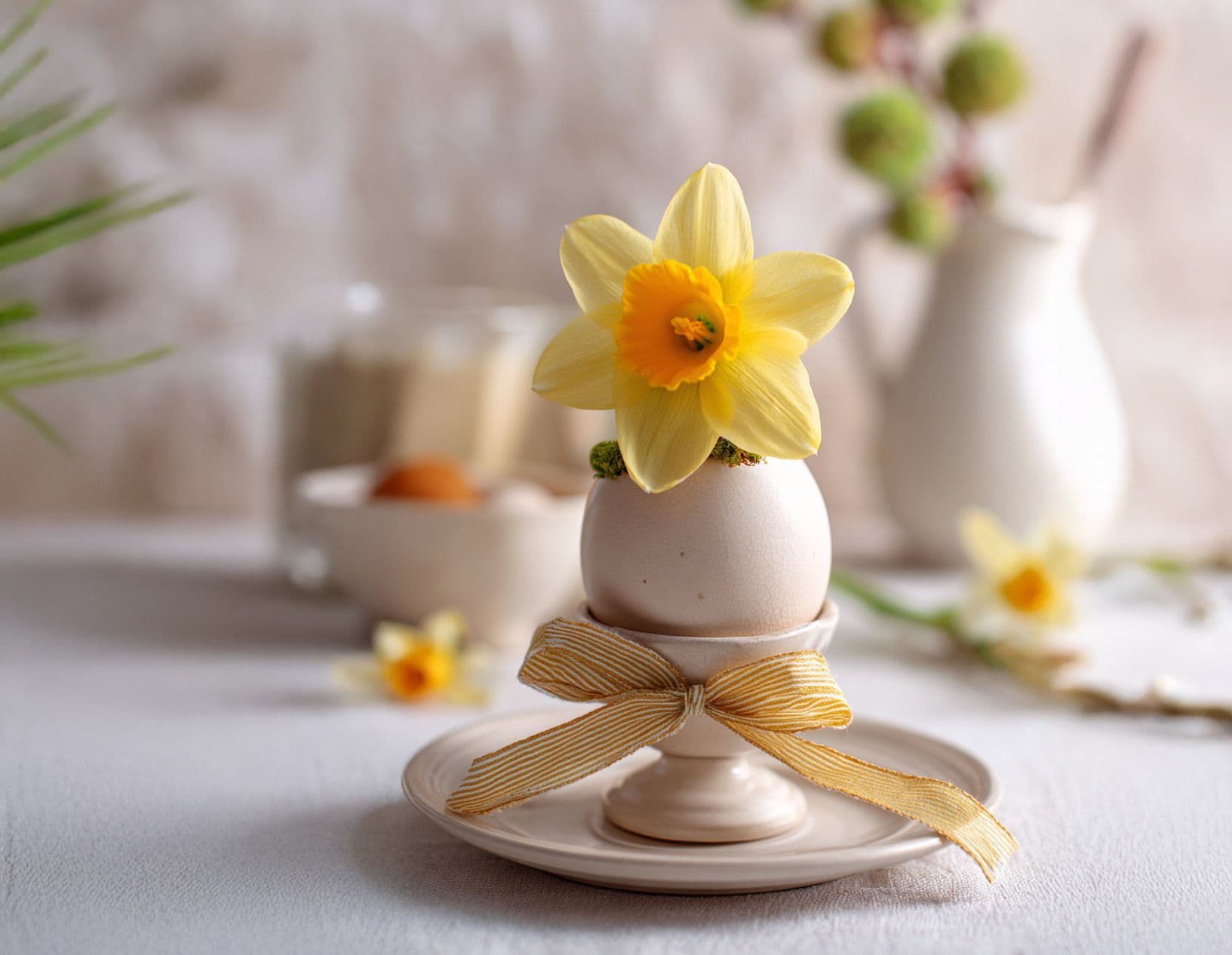 Eierschale mit Narzisse als Deko